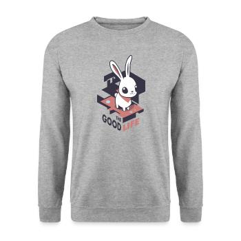 Good Life - Bunny - Unisex Pullover - Weißgrau meliert - Vorne - Alina (178cm) & Michal (187cm)