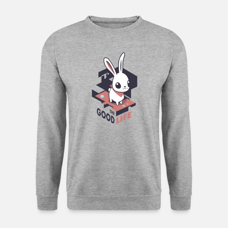 Good Life - Bunny - Unisex Pullover - Weißgrau meliert