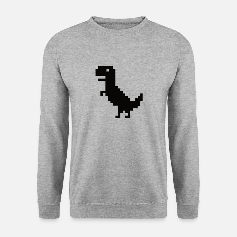 Internet Dinosaurier schwarz - Unisex Pullover - Weißgrau meliert