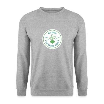 Sei nett zu jeder Art Lustiger Veganer - Unisex Pullover - Weißgrau meliert - Vorne - Alina (178cm) & Michal (187cm)