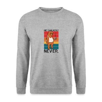 Me Sarcastic Never Sloth Saying - Unisex Sweatshirt - salt & pepper - Front - Alina (178cm) & Michal (187cm)