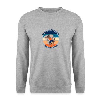 Never Underestimate A Girl With A Bow Archery - Unisex Sweatshirt - salt & pepper - Front - Alina (178cm) & Michal (187cm)