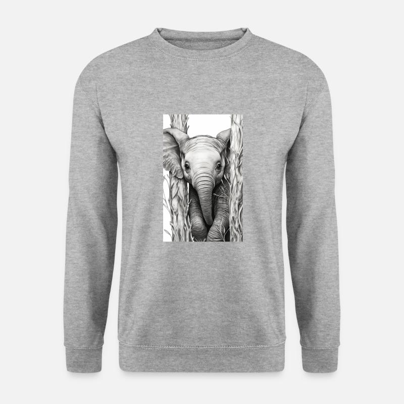 Elefanten Baby - little Elephant - Unisex Pullover - Weißgrau meliert
