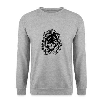 Tête de Lion Roi Mane Wilsigns - Sweat-shirt Unisexe - gris chiné - Devant - Alina (178cm) & Michal (187cm)