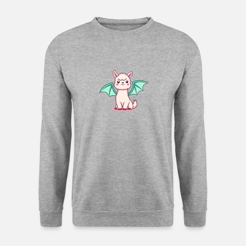 Alpakadrache - Unisex Pullover - Weißgrau meliert