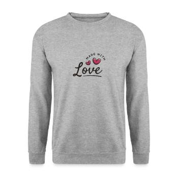 Made With Love - Unisex Pullover - Weißgrau meliert - Vorne - Alina (178cm) & Michal (187cm)