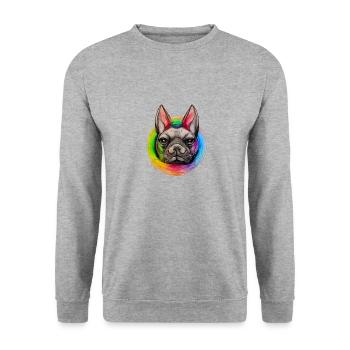 Rainbow Dog French Bulldog - Unisex Sweatshirt - salt & pepper - Front - Alina (178cm) & Michal (187cm)