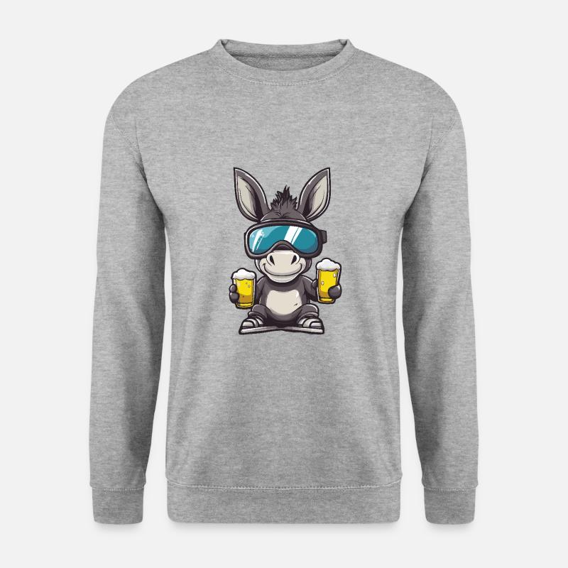 Esel Apres Ski Bier - Unisex Pullover - Weißgrau meliert