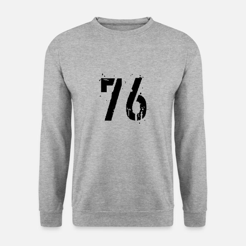 Nummer 76 - Unisex Pullover - Weißgrau meliert