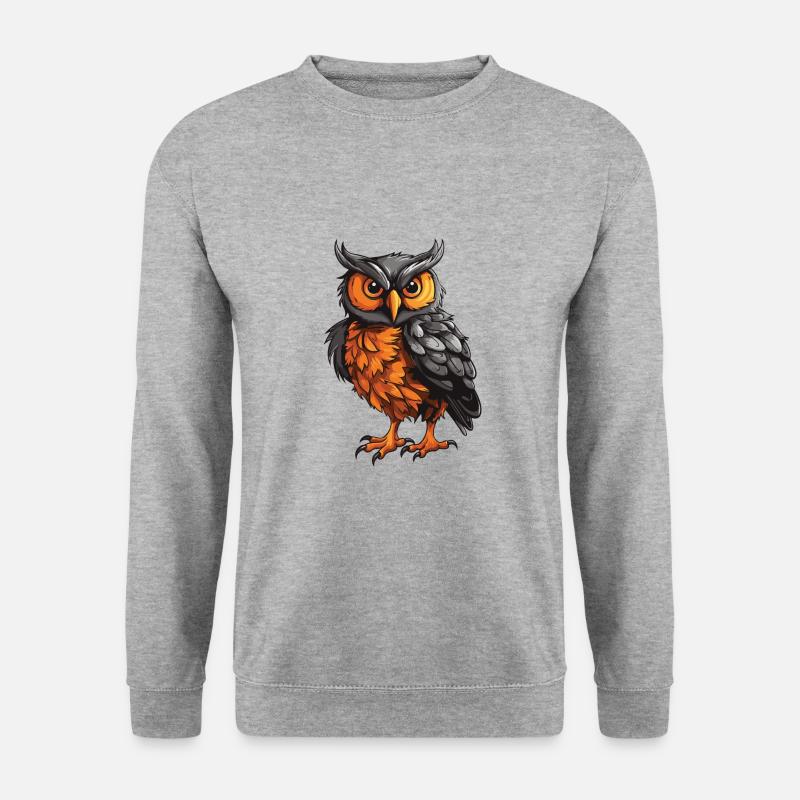 Eule Tier - Unisex Pullover - Weißgrau meliert