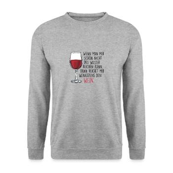 Den Wein reichen - Lustiges Wortspiel Geschenk - Unisex Pullover - Weißgrau meliert - Vorne - Alina (178cm) & Michal (187cm)