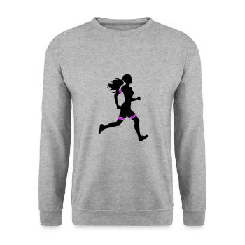 Icône de la femme de la course à pied marathon - Sweat-shirt Unisexe - gris chiné - Devant - Alina (178cm) & Michal (187cm)
