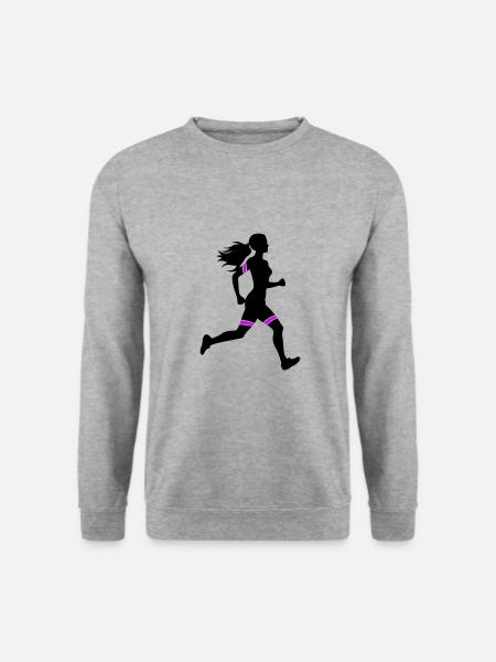 Running Marathon Frau Symbol - Unisex Pullover - Weißgrau meliert