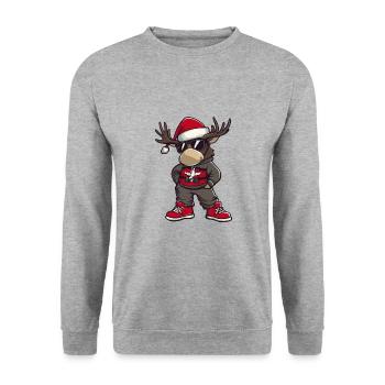 Moose Christmas X-Mas - Unisex Sweatshirt - salt & pepper - Front - Alina (178cm) & Michal (187cm)