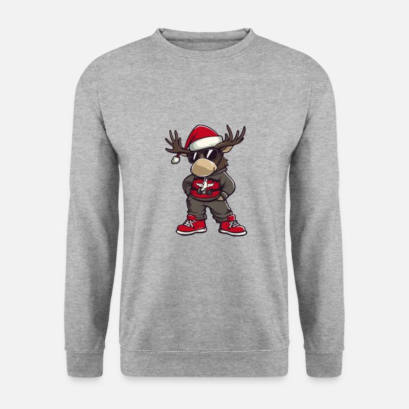 Elch Weihnachten X-Mas - Unisex Pullover - Weißgrau meliert