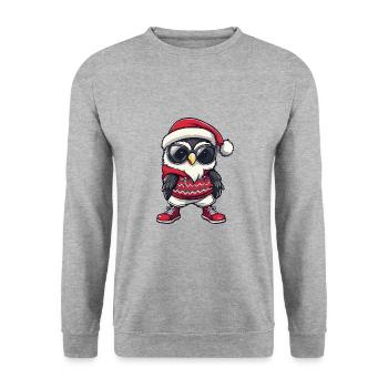 Owl Christmas X-Mas - Unisex Sweatshirt - salt & pepper - Front - Alina (178cm) & Michal (187cm)