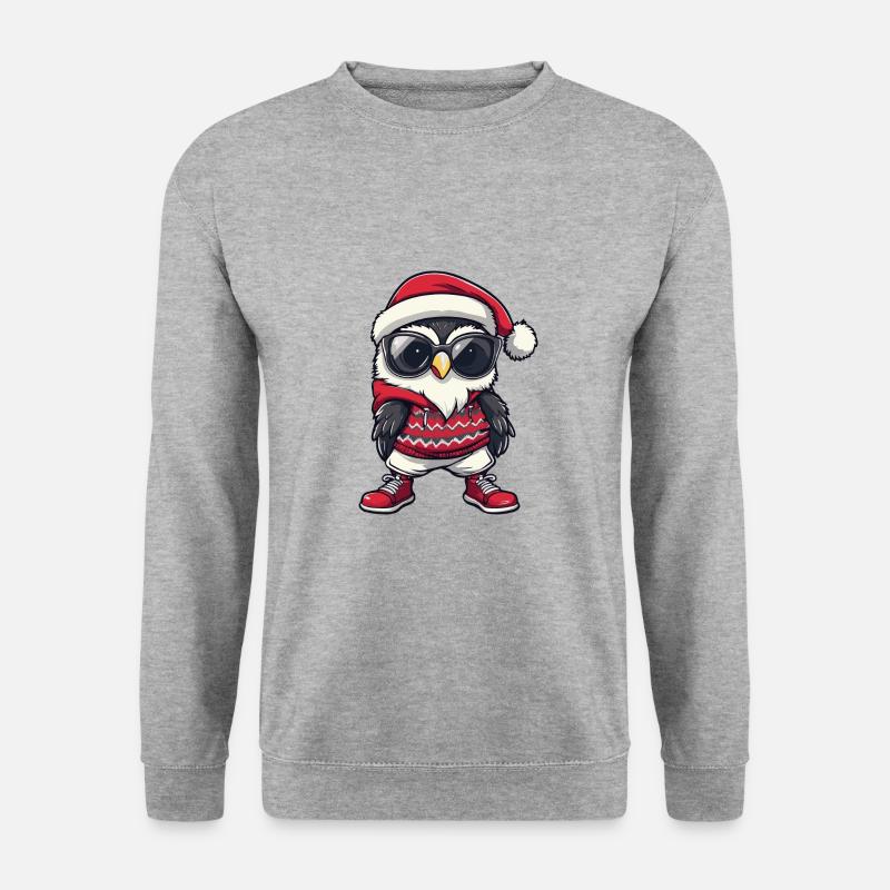 Eule Weihnachten X-Mas - Unisex Pullover - Weißgrau meliert