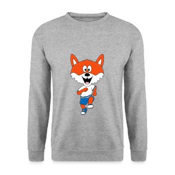FUCHS - LAUFEN - JOGGEN - SPORT - FITNESS - TIER - Unisex Pullover - Weißgrau meliert - Vorne - Alina (178cm) & Michal (187cm)