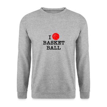 I love basketball - Sweat-shirt Unisexe - gris chiné - Devant - Alina (178cm) & Michal (187cm)