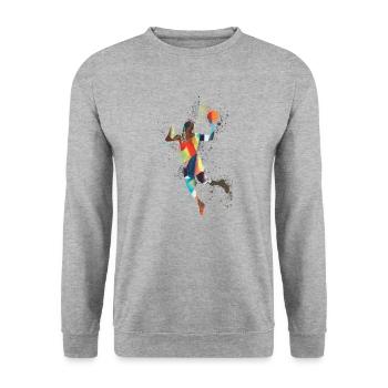 Basketball,Game,Graffiti,Painting,Basketball Player - Unisex Sweatshirt - salt & pepper - Front - Alina (178cm) & Michal (187cm)