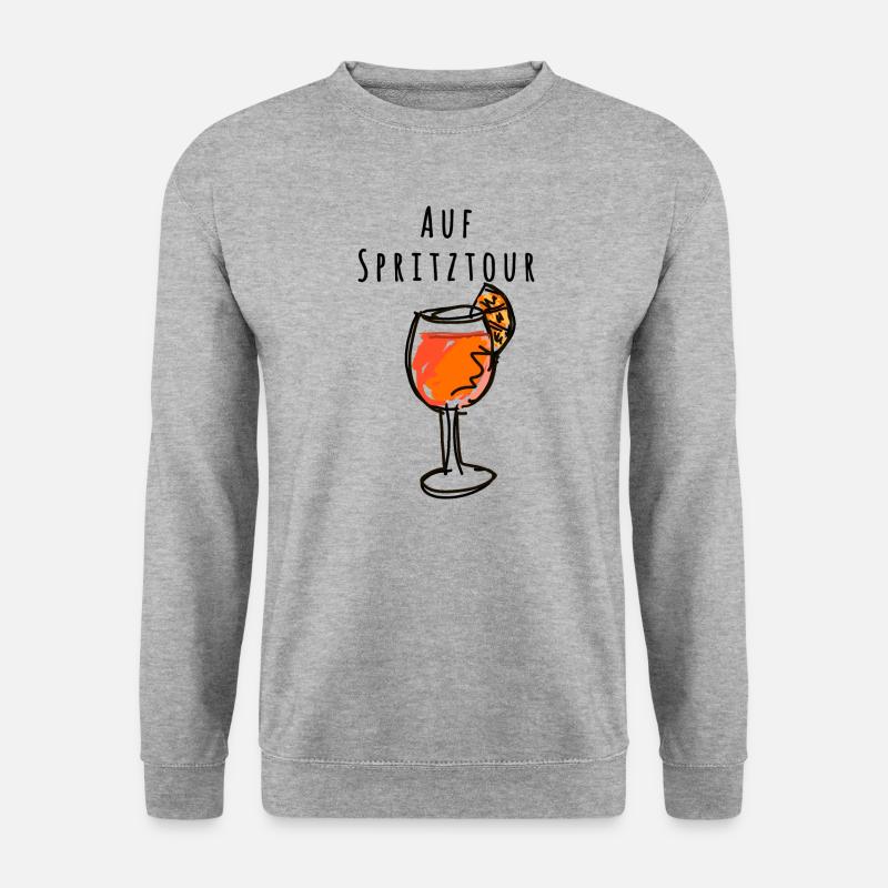 Illustration,Glas, Cocktail,spritz,auf spritztour - Unisex Pullover - Weißgrau meliert