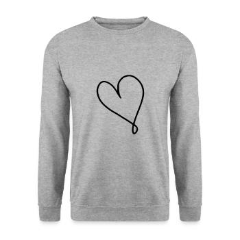 Émoji de coeur esquisse - Sweat-shirt Unisexe - gris chiné - Devant - Alina (178cm) & Michal (187cm)