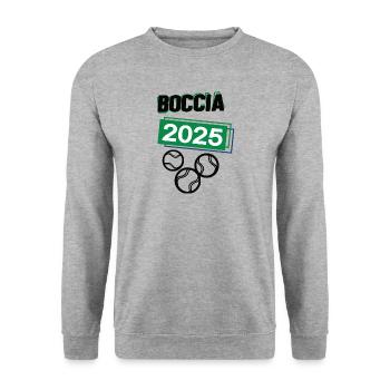 Boccia Spieler Team Turnier Mannschaft in 2025 - Unisex Pullover - Weißgrau meliert - Vorne - Alina (178cm) & Michal (187cm)