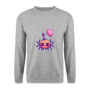 Tarantula Geburtstag Comic - Unisex Pullover - Weißgrau meliert - Vorne - Alina (178cm) & Michal (187cm)