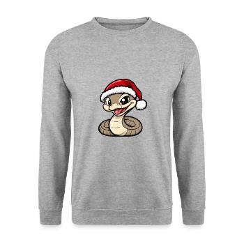Schlange Kobra Weihnachten Niedlich - Unisex Pullover - Weißgrau meliert - Vorne - Alina (178cm) & Michal (187cm)