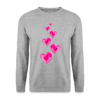 Herzen Liebe Symbol Valentinstag - Unisex Pullover - Weißgrau meliert - Vorne - Alina (178cm) & Michal (187cm)