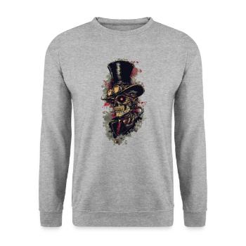 Crâne de zombie steampunk - Sweat-shirt Unisexe - gris chiné - Devant - Alina (178cm) & Michal (187cm)
