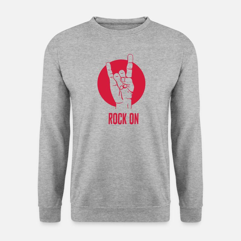 Rock On! Mano cornuta Handzeichen - Unisex Pullover - Weißgrau meliert