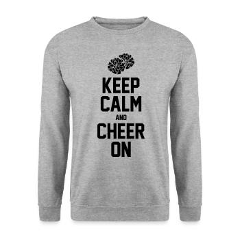 Keep Calm And Cheer On Gymnast Cheerleader Cheerle - Unisex Pullover - Weißgrau meliert - Vorne - Alina (178cm) & Michal (187cm)