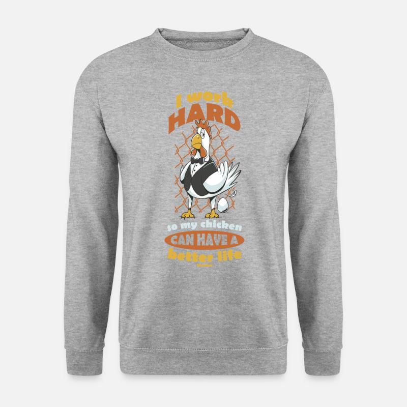 Huhn - Unisex Pullover - Weißgrau meliert