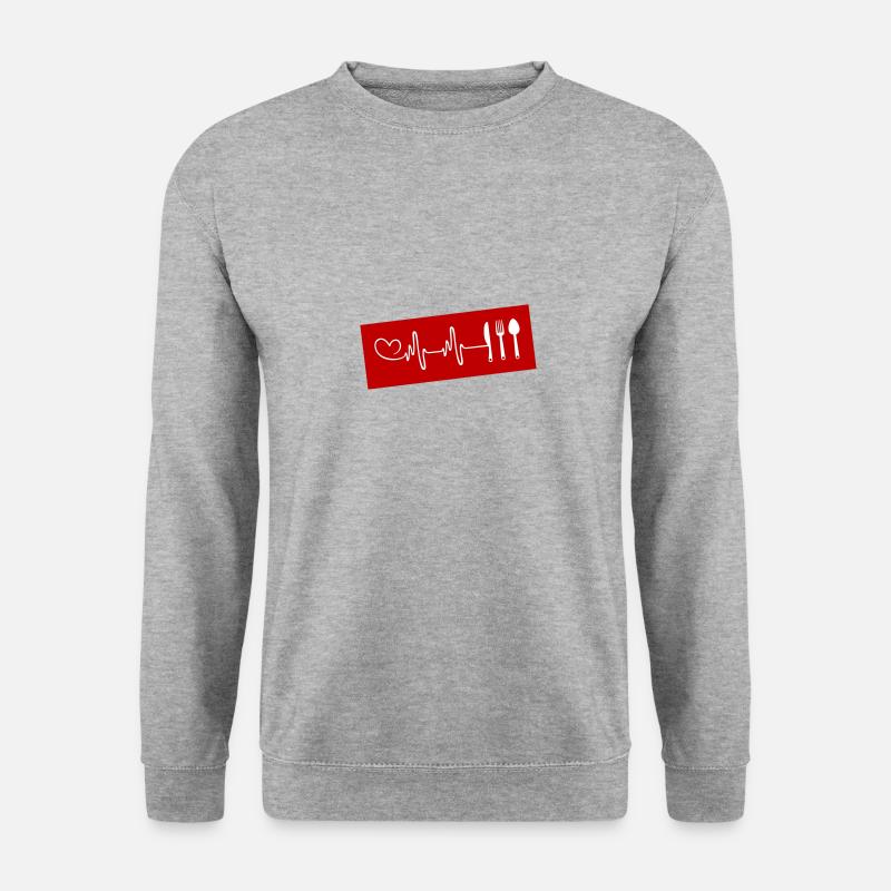 Gabel Besteck Herzschlag - Unisex Pullover - Weißgrau meliert