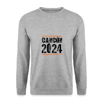 Cancun 2024 Saying - Unisex Sweatshirt - salt & pepper - Front - Alina (178cm) & Michal (187cm)