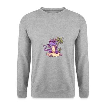 Dragon Summer Holiday - Unisex Sweatshirt - salt & pepper - Front - Alina (178cm) & Michal (187cm)