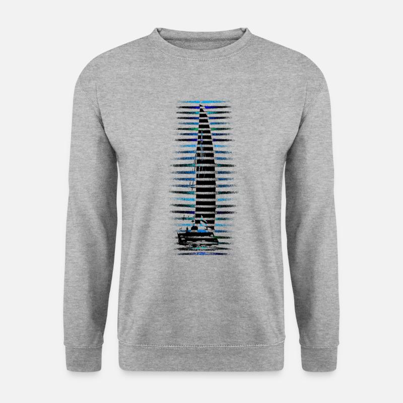 Katamaran Segelboot hart am Wind - Unisex Pullover - Weißgrau meliert