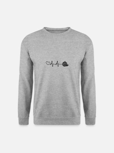 Melone Puls Herz - Unisex Pullover - Weißgrau meliert