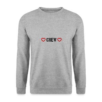 Crew Herz - Unisex Pullover - Weißgrau meliert - Vorne - Alina (178cm) & Michal (187cm)