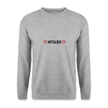 Mitglied Herz - Unisex Pullover - Weißgrau meliert - Vorne - Alina (178cm) & Michal (187cm)