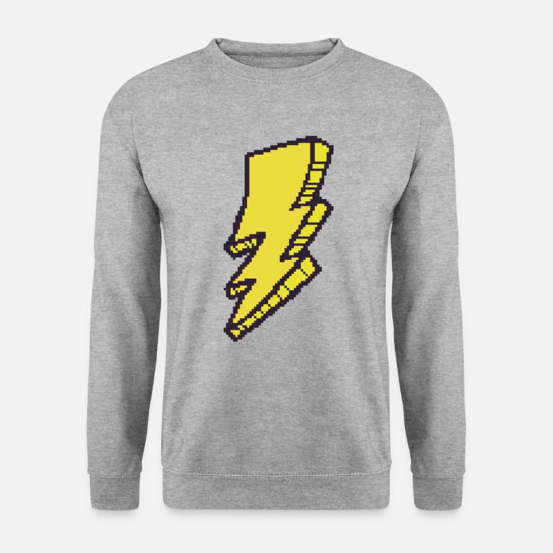 Pixel-Kunst Blitz - Unisex Pullover - Weißgrau meliert