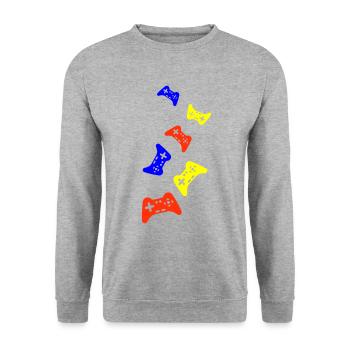 Manette de symbole de jeu colorée - Sweat-shirt Unisexe - gris chiné - Devant - Alina (178cm) & Michal (187cm)