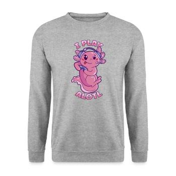 Gaming I Play Alotl Axolotl Video Games Gamer - Unisex Sweatshirt - salt & pepper - Front - Alina (178cm) & Michal (187cm)