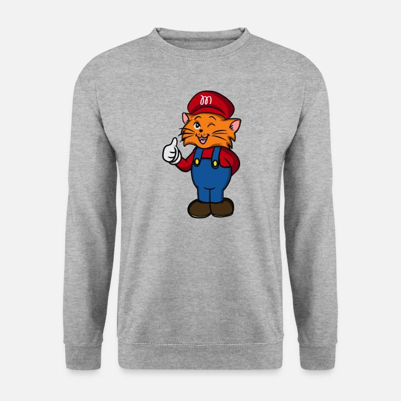Süße Katze - Unisex Pullover - Weißgrau meliert