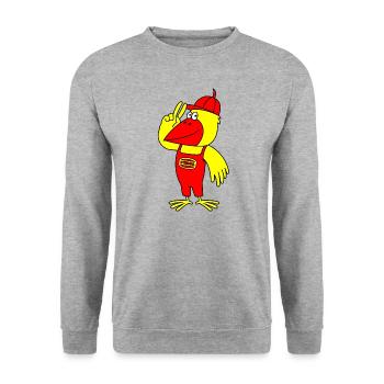 Minol Oriole Oiseau - Sweat-shirt Unisexe - gris chiné - Devant - Alina (178cm) & Michal (187cm)