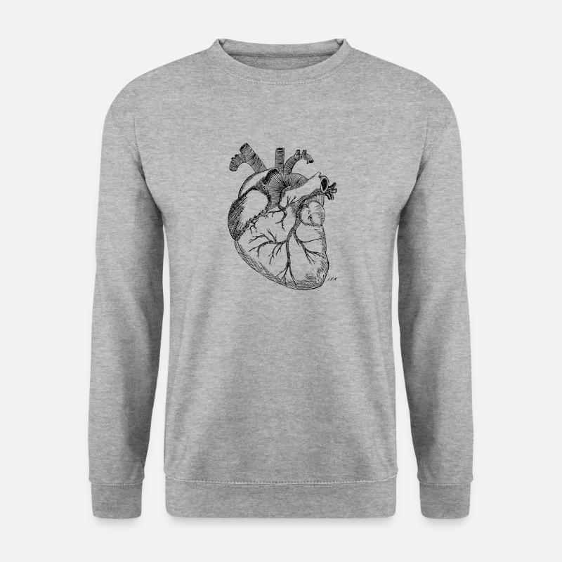 Anatomisches Herz - Unisex Pullover - Weißgrau meliert