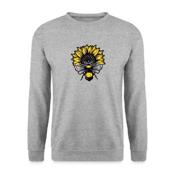 Sunflower and bee black and yellow - Unisex Sweatshirt - salt & pepper - Front - Alina (178cm) & Michal (187cm)