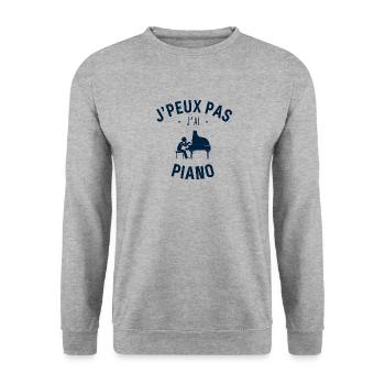 J peux pas j ai piano - Sweat-shirt Unisexe - gris chiné - Devant - Alina (178cm) & Michal (187cm)