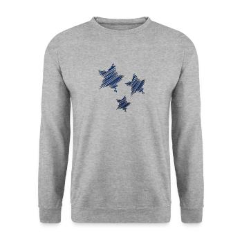 ETOILE. STAR. ETOILES. FÊTE. ANNIVERSAIRE. NOËL. C - Sweat-shirt Unisexe - gris chiné - Devant - Alina (178cm) & Michal (187cm)